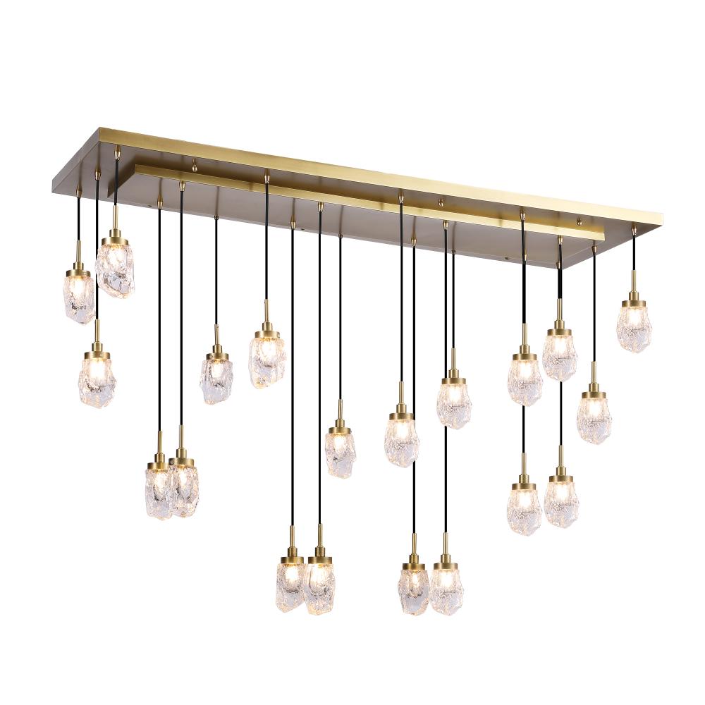 Avola 20-light Ice-drop Rectangular Chandelier - Brass