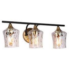LNC Home A04506 - Druggiming Textured glass 3 light in Black & Brass