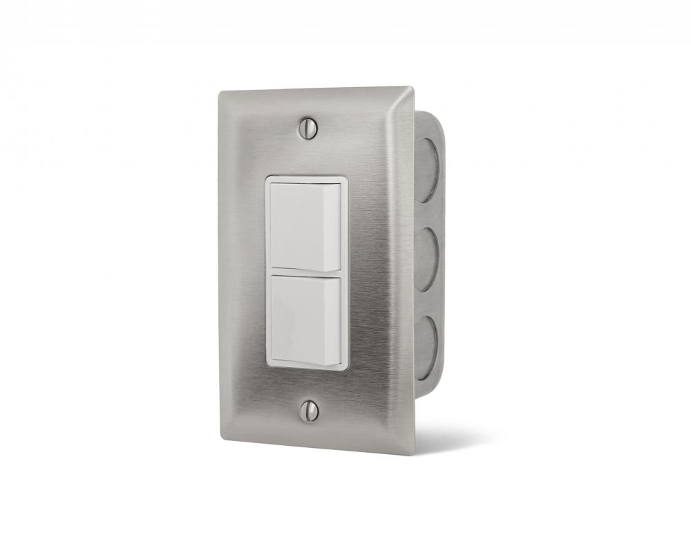 Single Duplex Flush Mount w/ SS Wall Plate and Gang Box