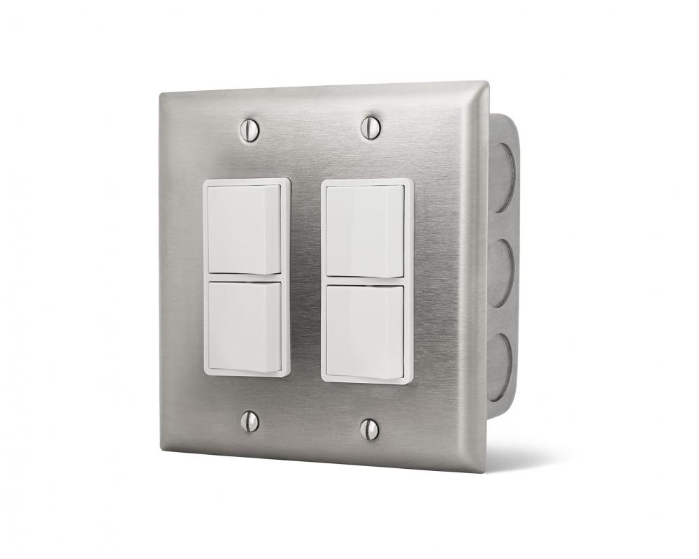 Dual Duplex Flush Mount w/ SS Wall Plate and Gang Box