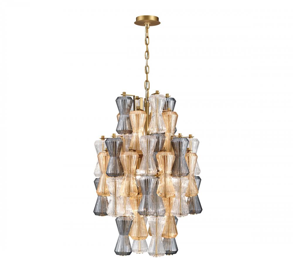 Veneto, 8 Light Chandelier, Aged Brass