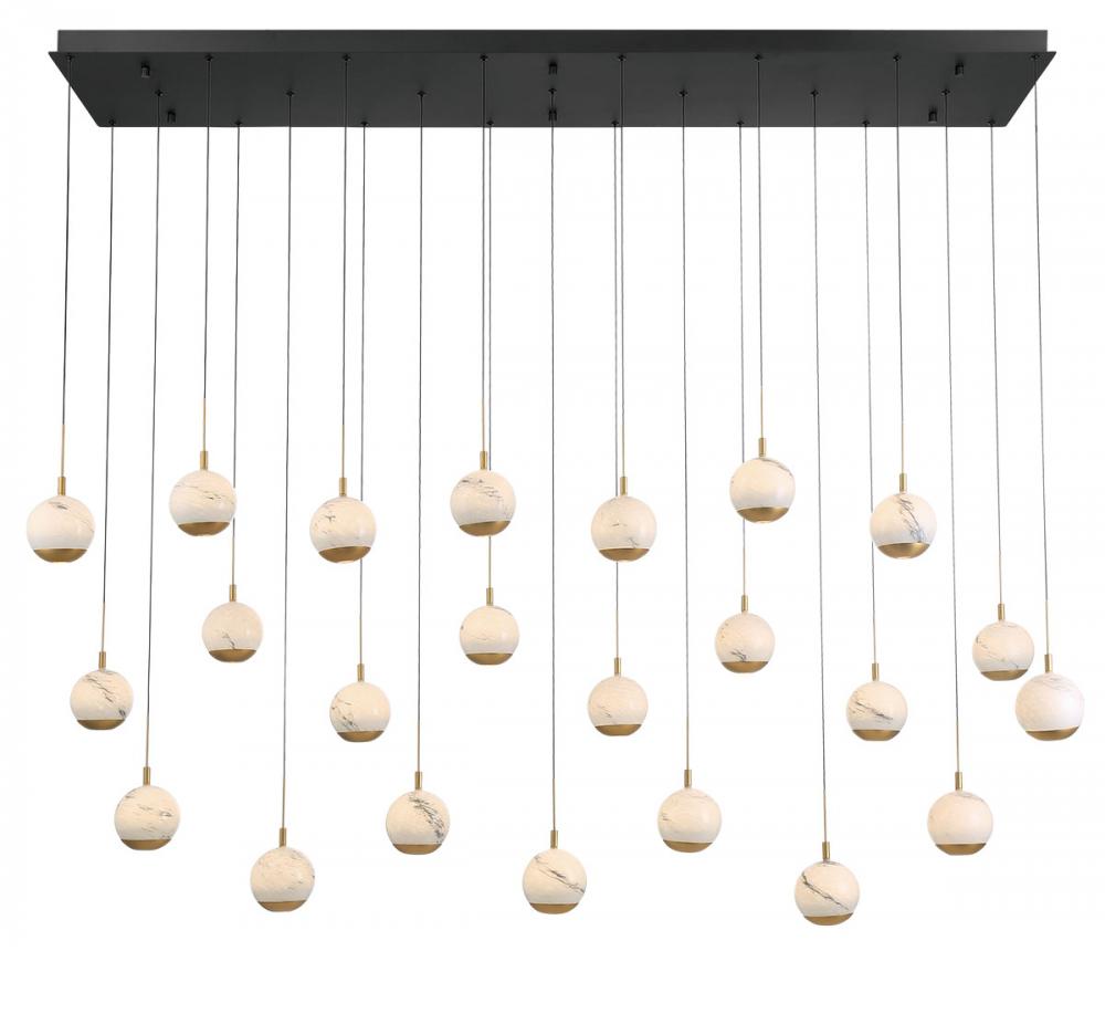 Baveno, 23 Light Rectangular LED Chandelier, Matte Black