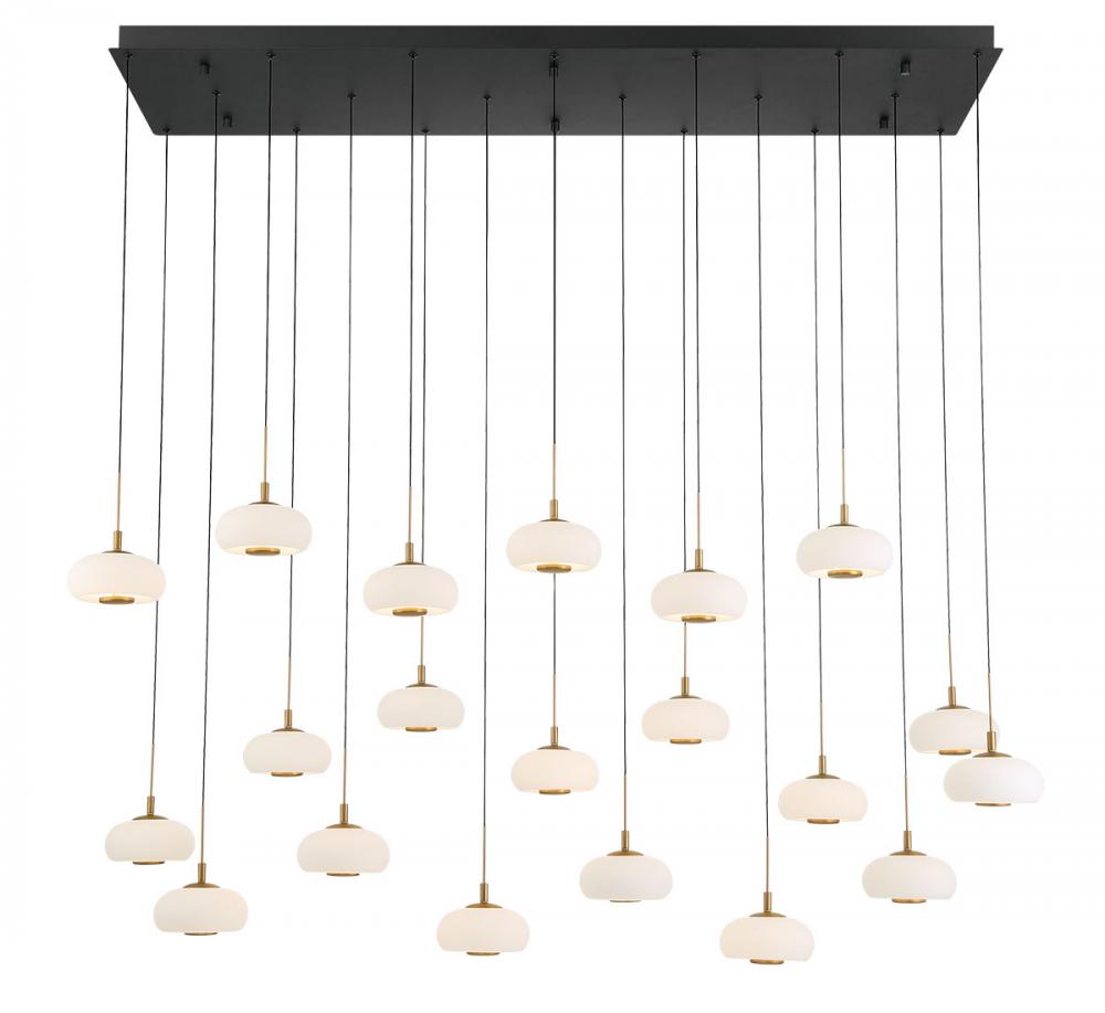 Adelfia, 20 Light Rectangular LED Chandelier, Matte Black