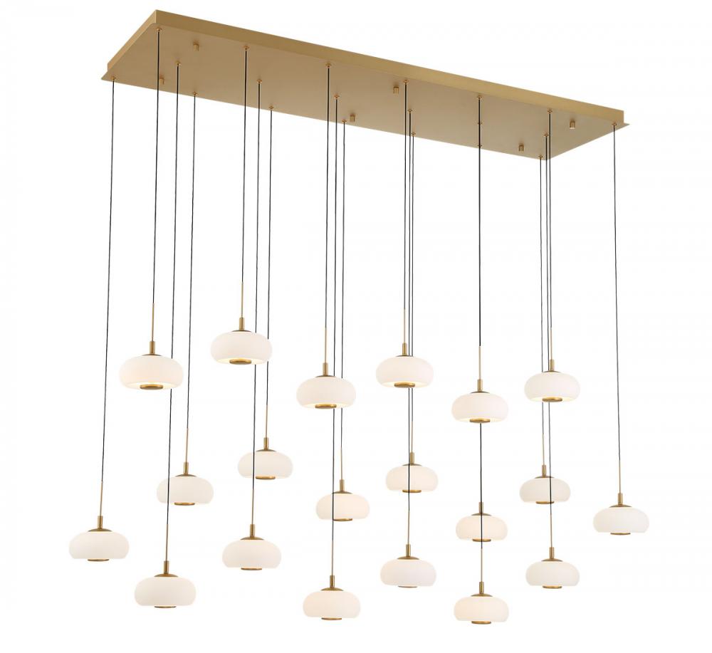 Adelfia, 20 Light Rectangular Linear Chandelier, Painted Antique Brass