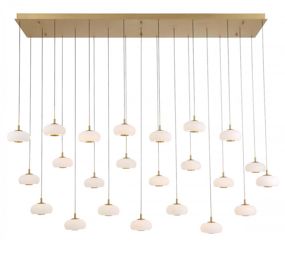 Adelfia, 23 Light Rectangular LED Chandelier, Painted Antique Brass