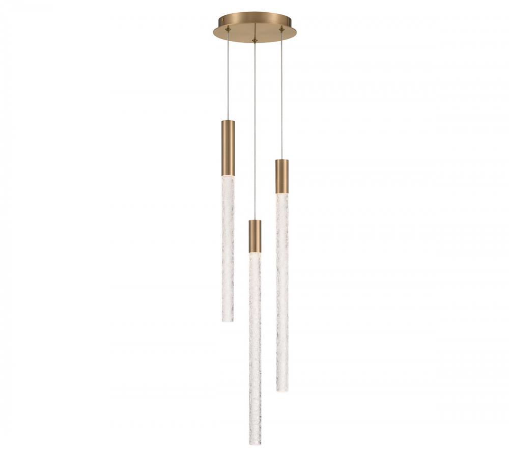 Gravina, 3 Light LED Chandelier, Brushed Brass, Clear Crystal