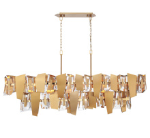 Lib & Co. US 12404-037 - Castellana 2 Tier 14 Light Linear Chandelier Brushed Brass Clear Crystal