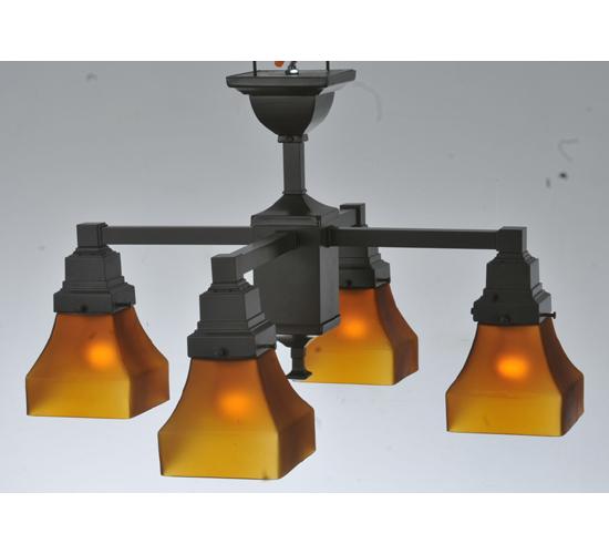 22" Wide Bungalow Frosted Amber 4 Light Chandelier