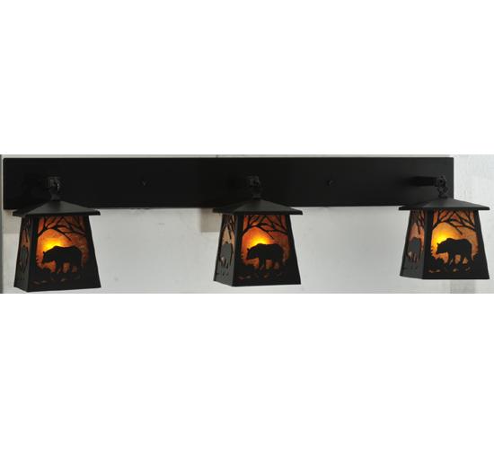 48" Wide Bear at Dawn 3 Light Wall Sconce