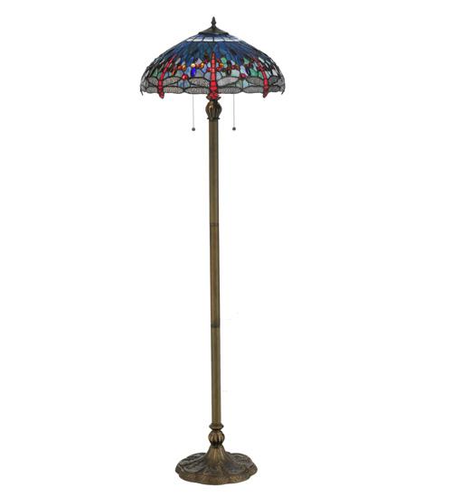 61" High Tiffany Hanginghead Dragonfly Floor Lamp