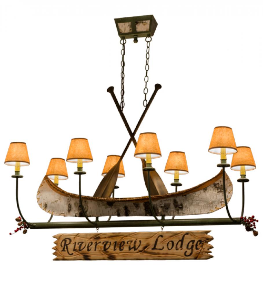 52" Long Personalized Canoe 8 Light Oblong Chandelier
