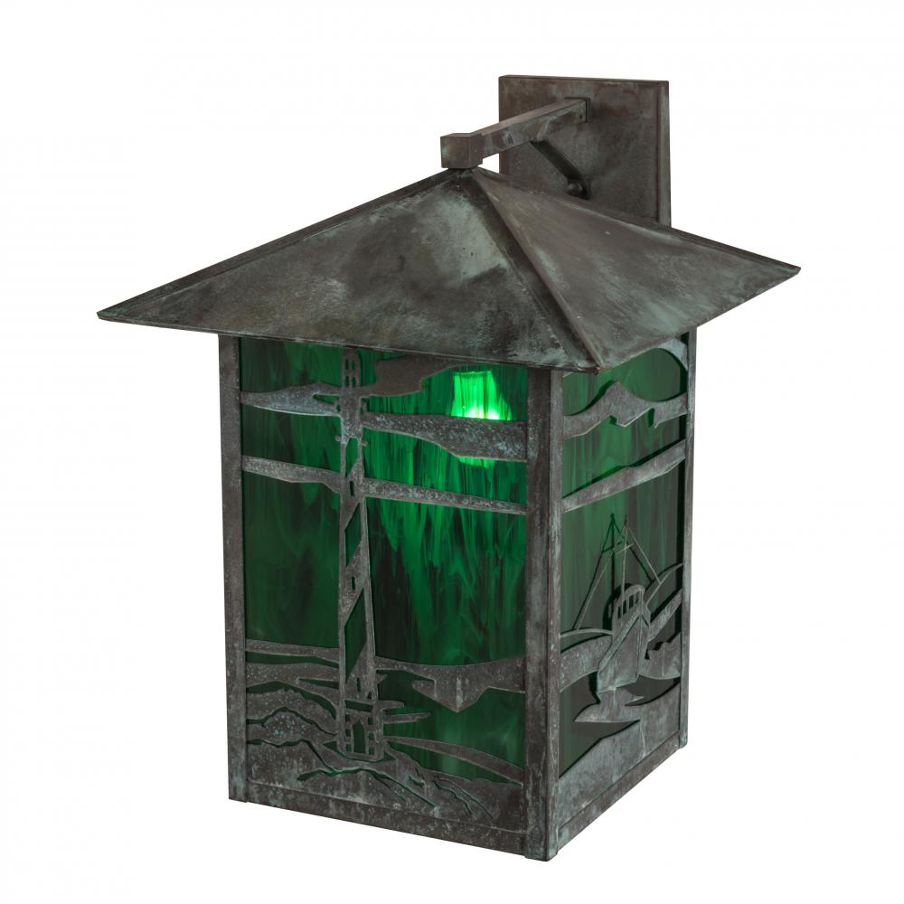 17" Wide Lighthouse & Trawler Straight Arm Wall Sconce