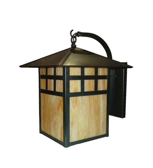 16" Wide Seneca Window Pane Curved Arm Wall Sconce