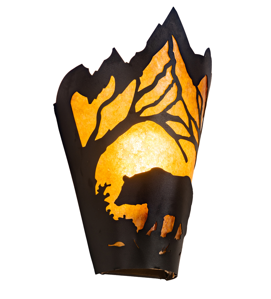 8" Wide Bear at Dawn Left Wall Sconce
