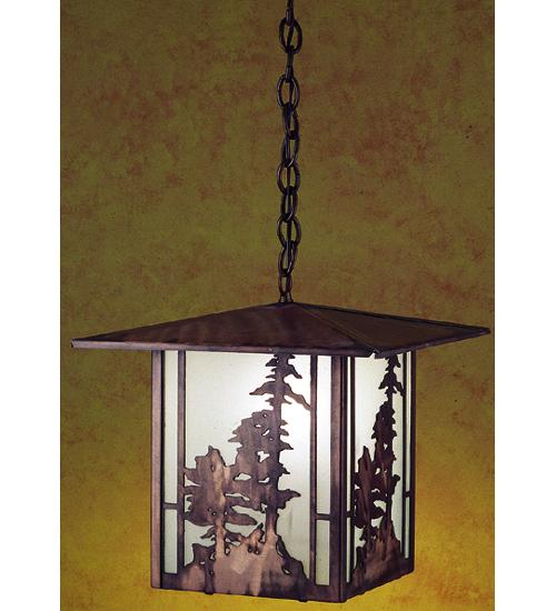 12" Square Tall Pines Lantern Pendant