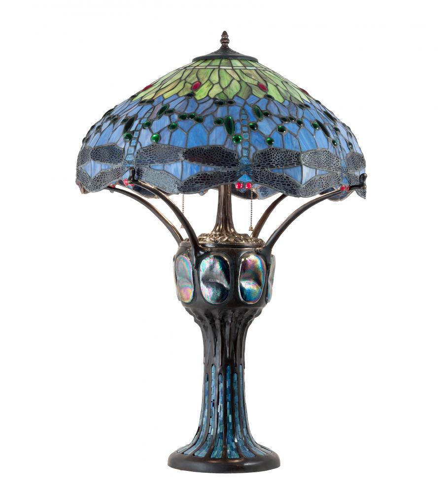 33" High Tiffany Hanginghead Dragonfly Table Lamp