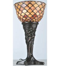 Meyda Green 108935 - 14" High Tiffany Fishscale Mini Lamp
