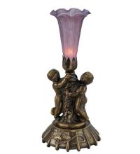 Meyda Green 11642 - 12" High Lavender Pond Lily Twin Cherub Mini Lamp