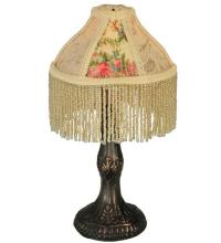 Meyda Green 131721 - 10" High Fabric & Fringe Roses Mini Lamp