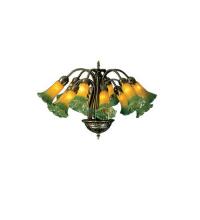 Meyda Green 15997 - 20" Wide Amber/Green Pond Lily 12 LT Chandelier