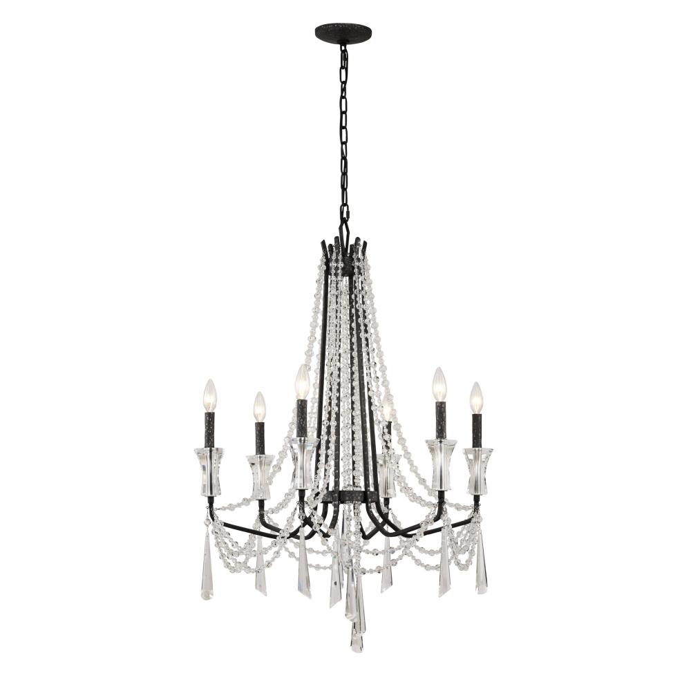 Barcelona 6-Lt Crystal Chandelier - Onyx
