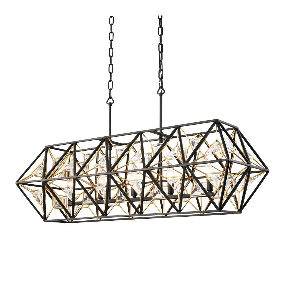 Marcia 5 Light Linear Pendant - Matte Black/French Gold