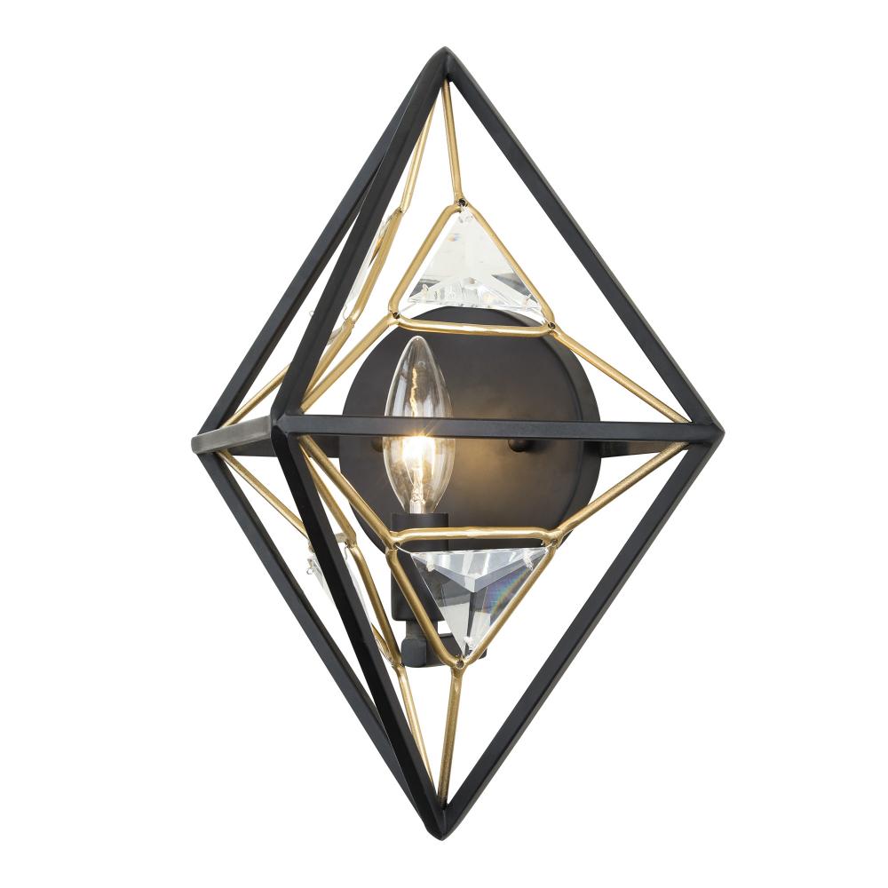 Marcia 1 Light Wall Sconce - Matte Black/French Gold