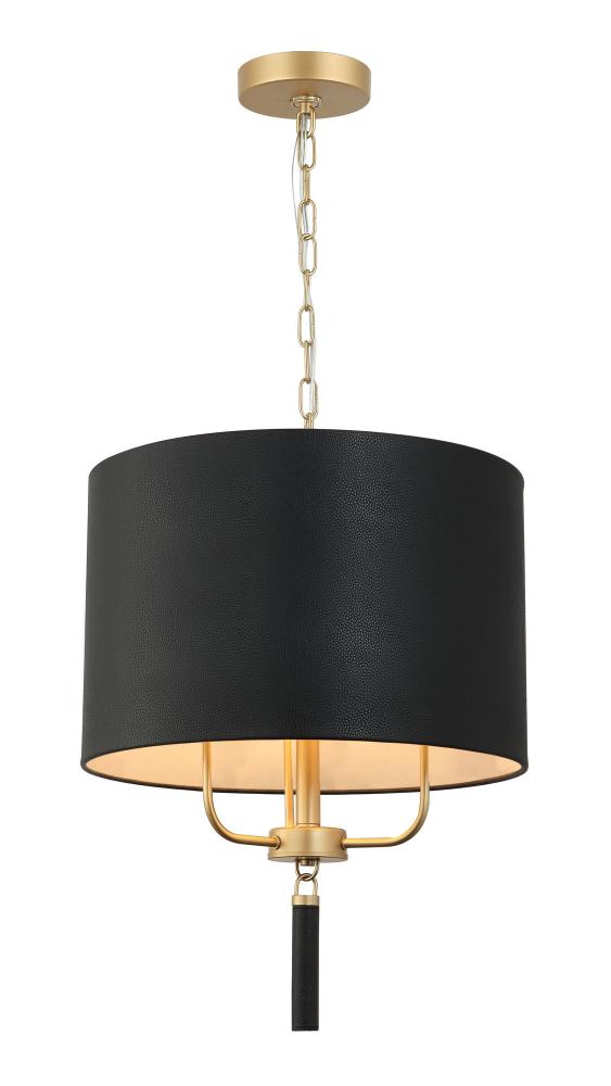 Secret Agent 3 Light Pendant - Painted Gold/Black Leather