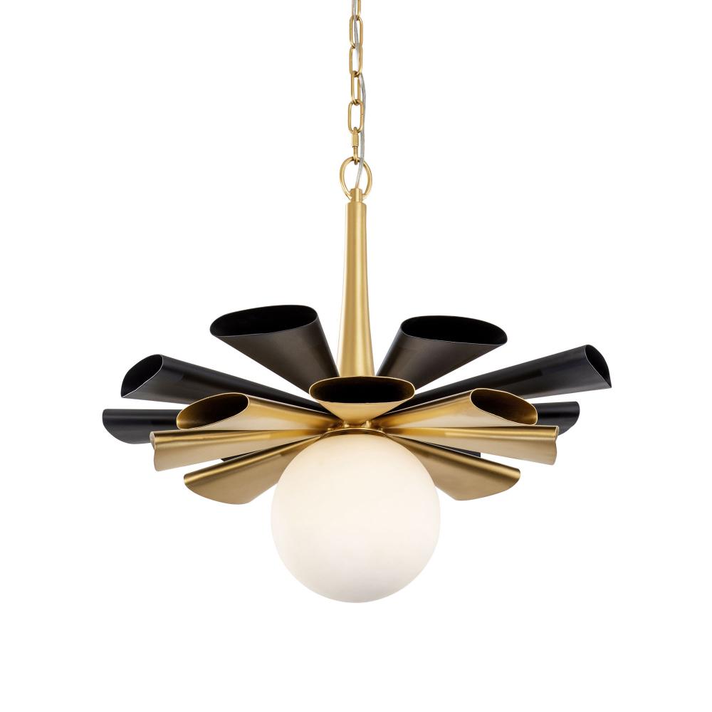 Daphne 1 Light Large Pendant - Matte Black/French Gold