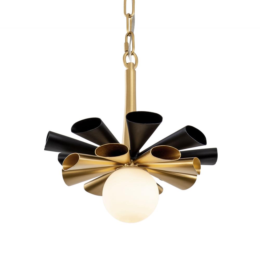 Daphne 1 Light Small Pendant - Matte Black/French Gold