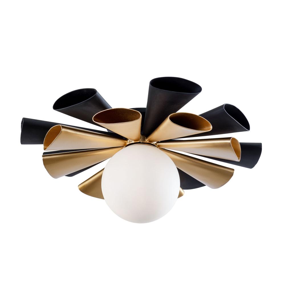 Daphne 1 Light Convertible Flush Mount/Sconce - Matte Black/French Gold