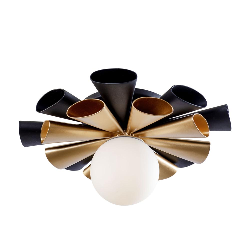 Daphne 1 Light Convertible Flush Mount/Sconce - Matte Black/French Gold