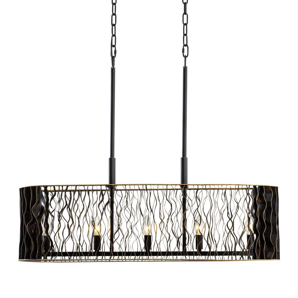 Estela 5 Light Linear Pendant - Matte Black/French Gold
