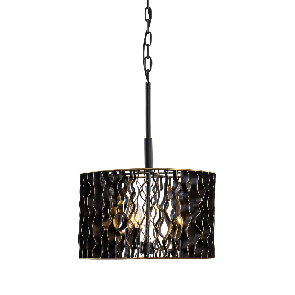 Estela 3 Light Convertible Pendant/Semi-Flush - Matte Black/French Gold