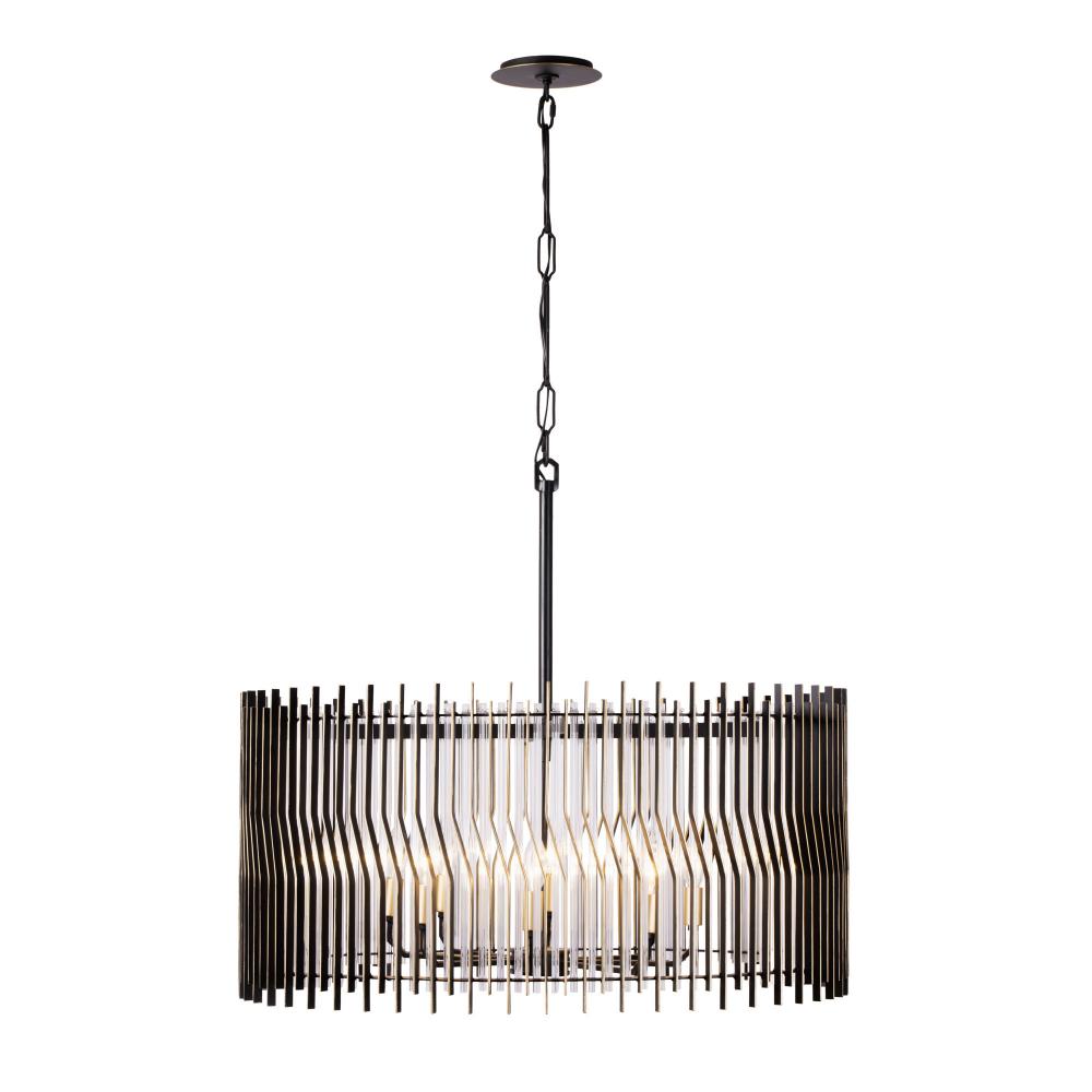 Park Row 8 Light   Pendant - Matte Black/French Gold