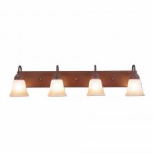 Avalanche Ranch Lighting H32401TT-02 - Wasatch Quad Bath Vanity Light - Rustic Plain - Two-Toned Amber Cream Bell Glass