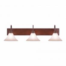 Avalanche Ranch Lighting H34301CT-02 - Cedarwood Triple Bath Vanity Light - Rustic Plain - Two-Toned Amber Cream Cone Glass