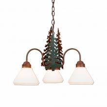 Avalanche Ranch Lighting H43643CW-03 - Cedarlake Triple Chandelier - Cedar Tree - Opal White Cone Glass - Cedar Green