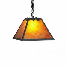 Avalanche Ranch Lighting M26301AM-CH-47 - Rocky Mountain Pendant Small - Rustic Plain - Amber Mica Shade - Forest Green / Cedar Green Finish