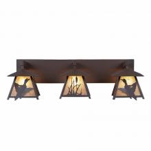 Avalanche Ranch Lighting M35364AL-27 - Smoky Mountain Triple Bath Vanity Light - Loon - Almond Mica Shade - Rustic Brown Finish