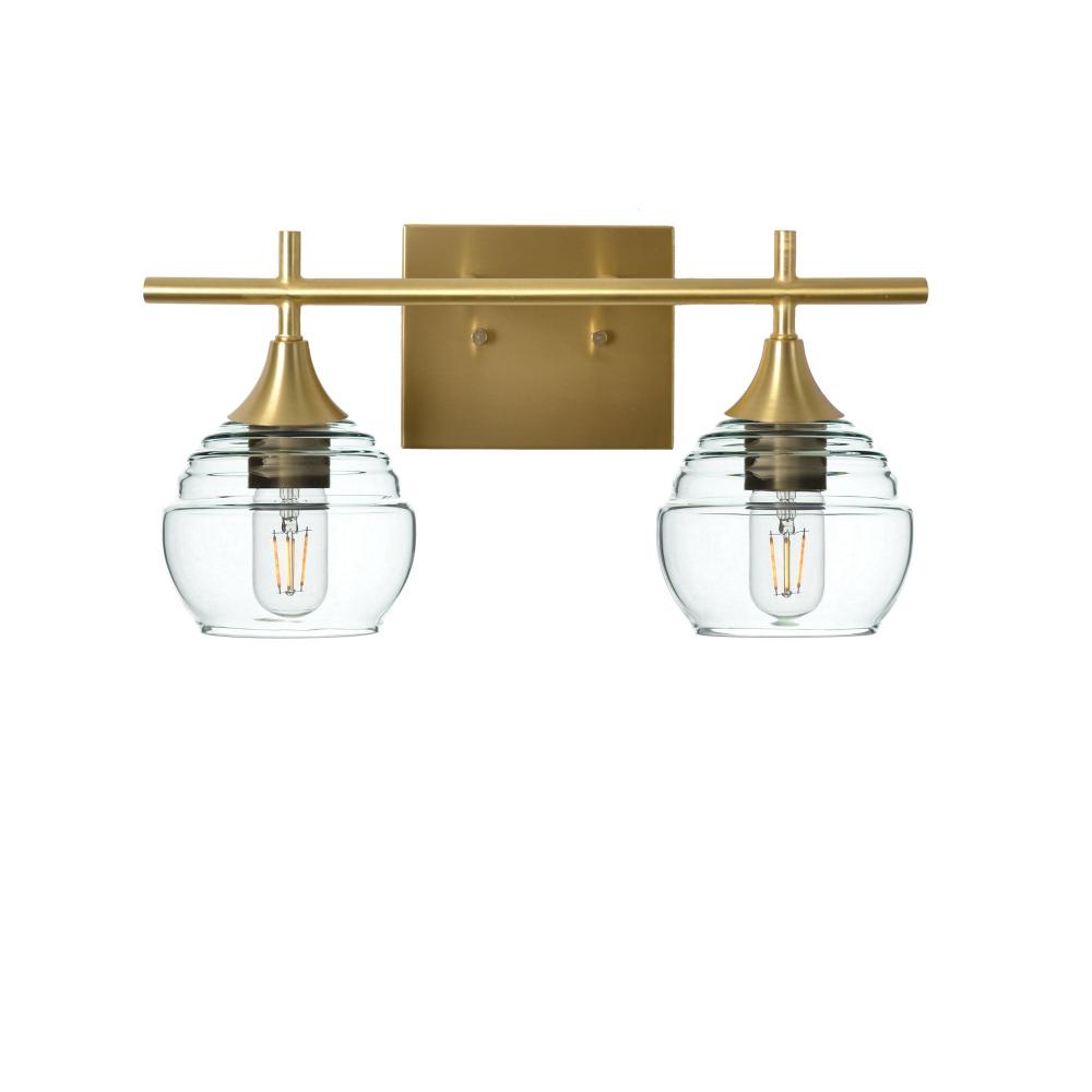 301 Lucent: 2 Light Wall Vanity - Eco Clear / Satin Brass