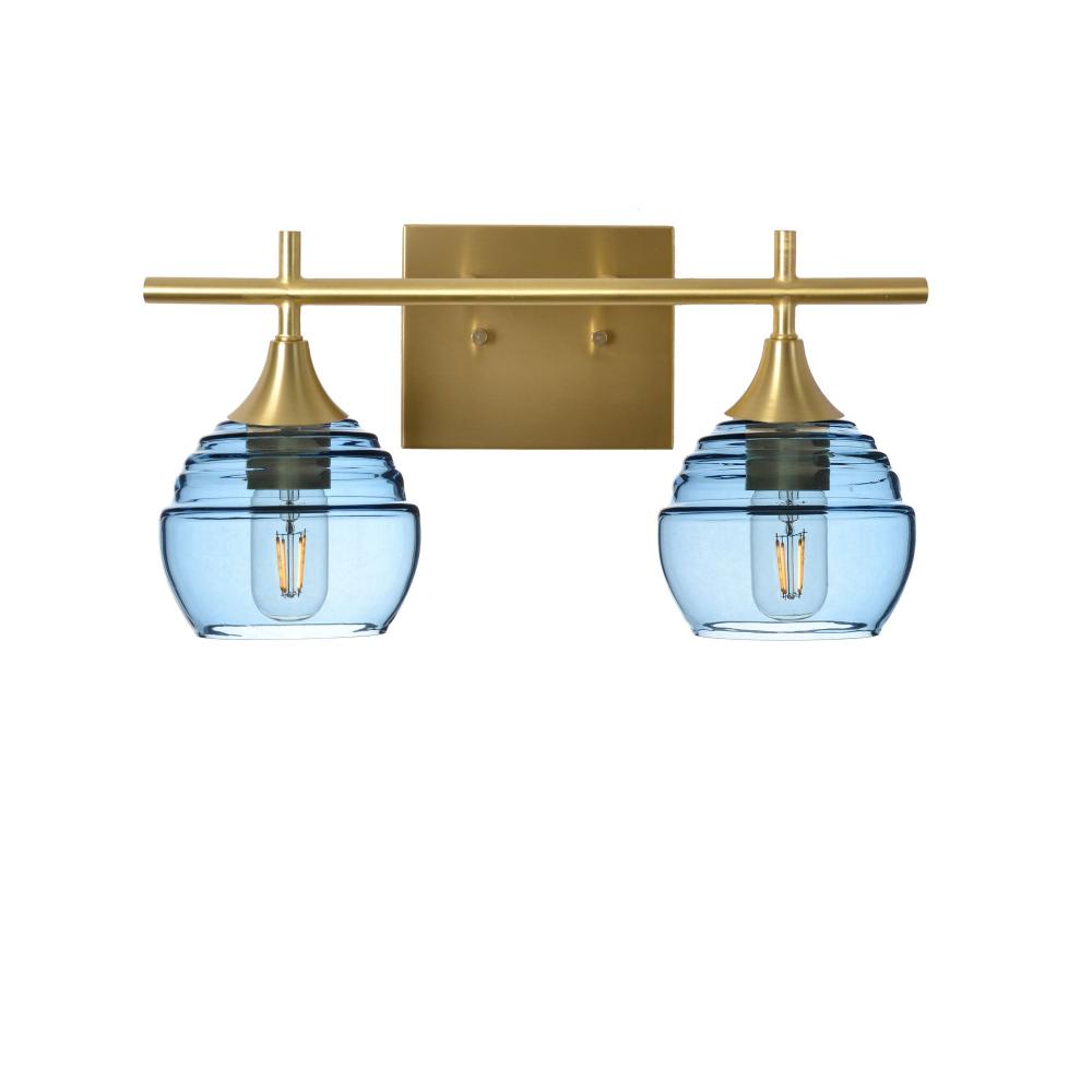 301 Lucent: 2 Light Wall Vanity - Steel Blue / Satin Brass
