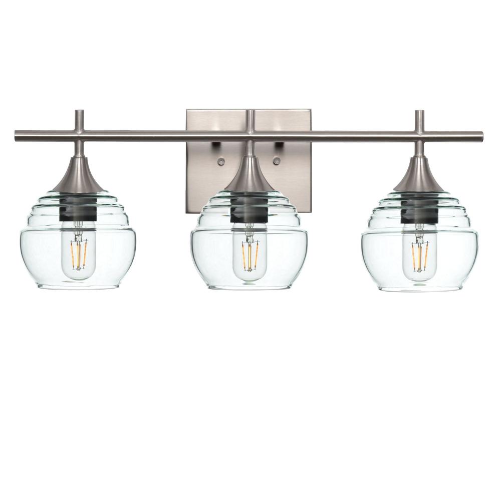 301 Lucent: 3 Light Wall Vanity - Eco Clear / Brushed Nickel