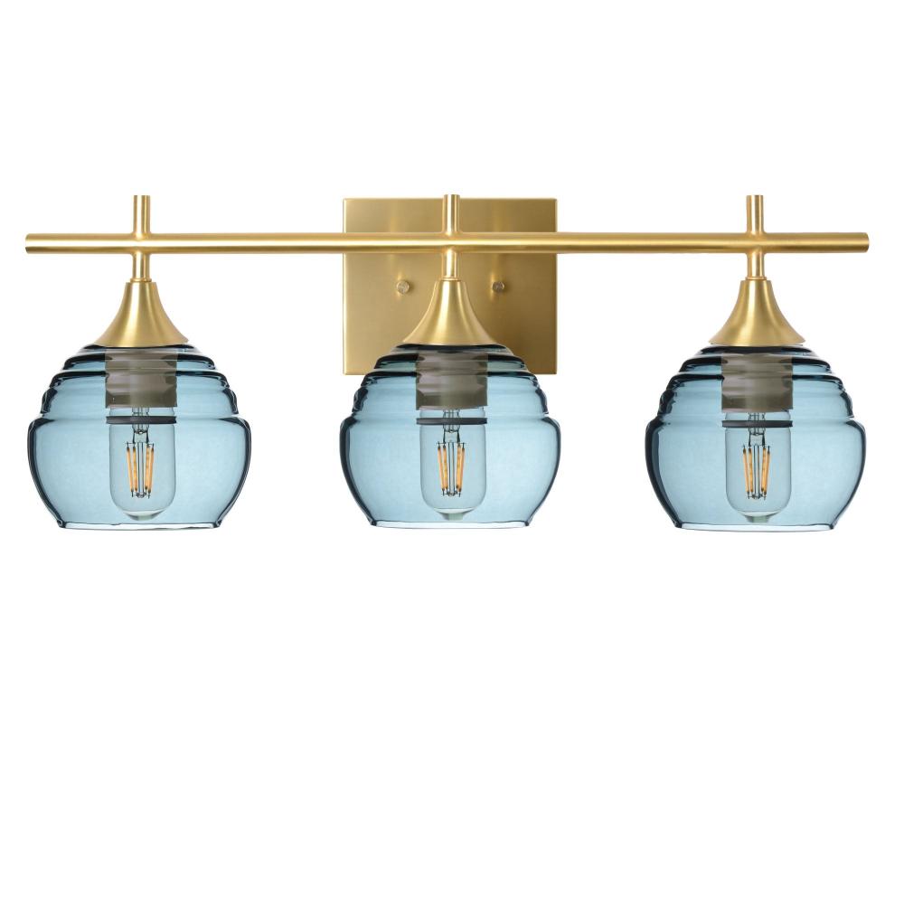 301 Lucent: 3 Light Wall Vanity - Slate Gray / Satin Brass