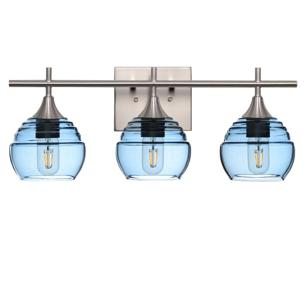 301 Lucent: 3 Light Wall Vanity - Steel Blue / Brushed Nickel