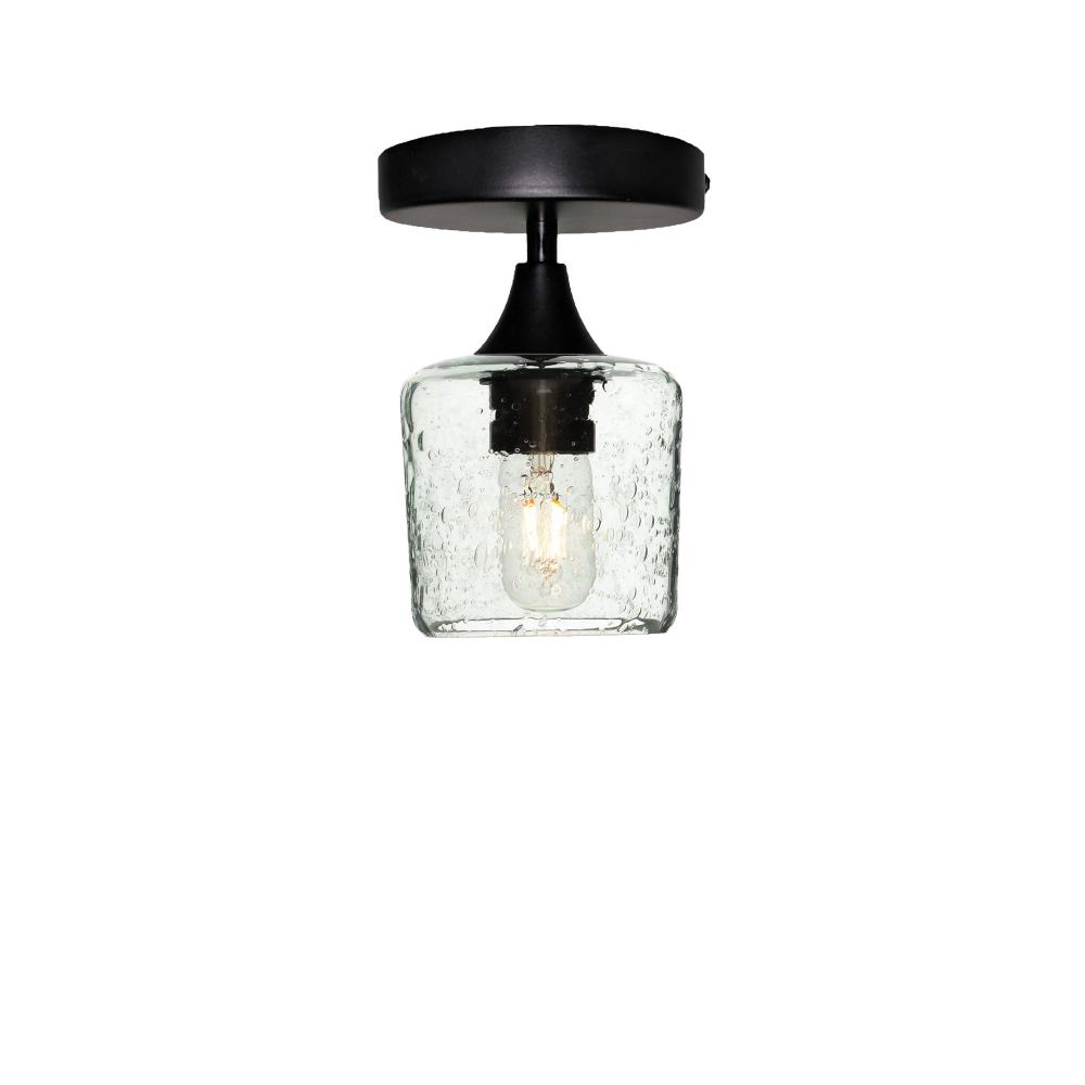 601 Lunar: Semi Flush Light - Eco Clear / Matte Black