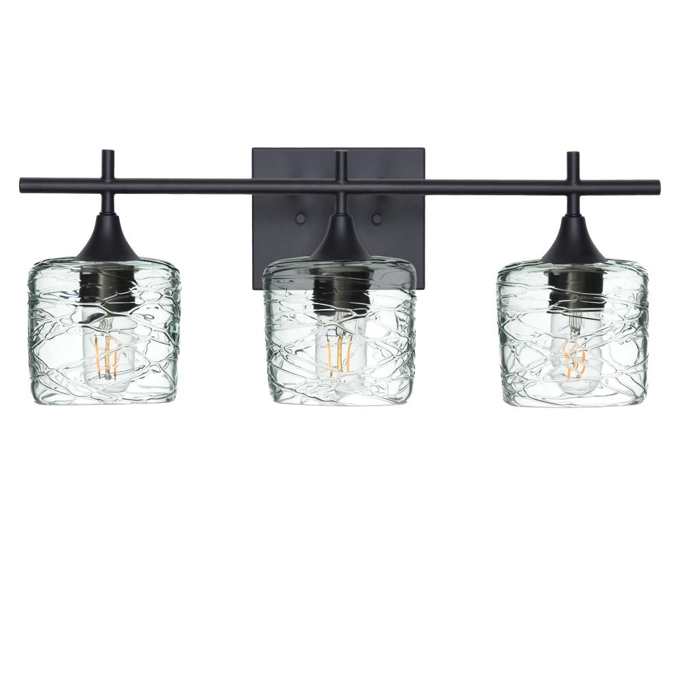 601 Spun: 3 Light Wall Vanity - Eco Clear / Matte Black