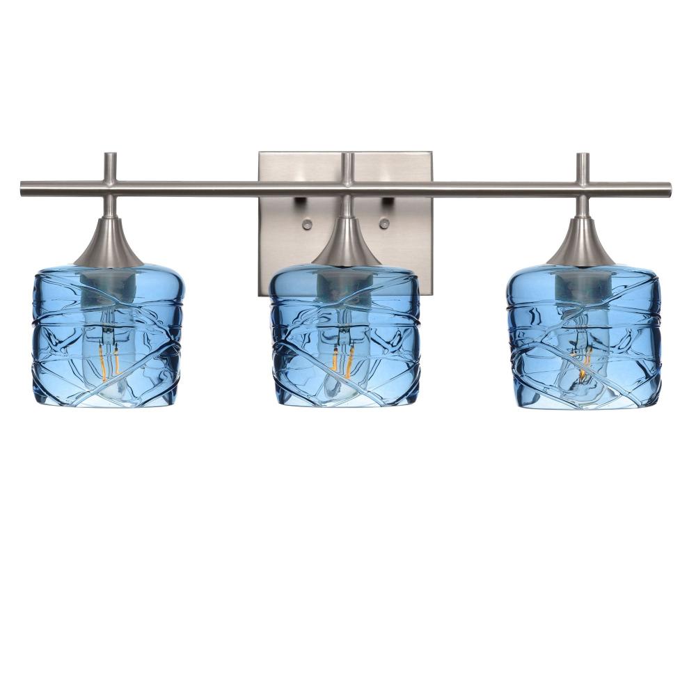 601 Spun: 3 Light Wall Vanity - Steel Blue / Brushed Nickel