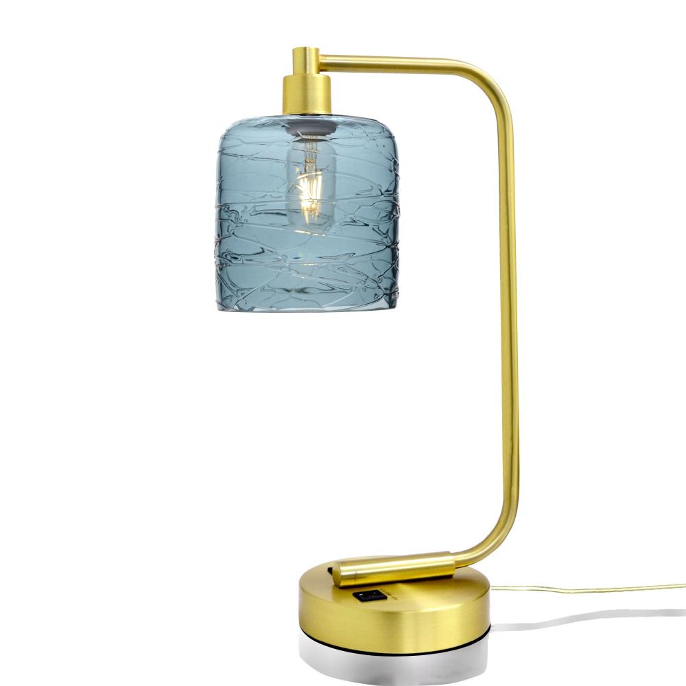 603 Spun: Table Lamp - Slate Gray / Satin Brass