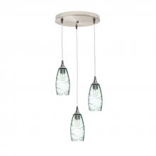 Bicycle Glass X3-147SPNCLR-RND01-BNI-X4-04W - 147 Spun: 3 Pendant Cascade Chandelier